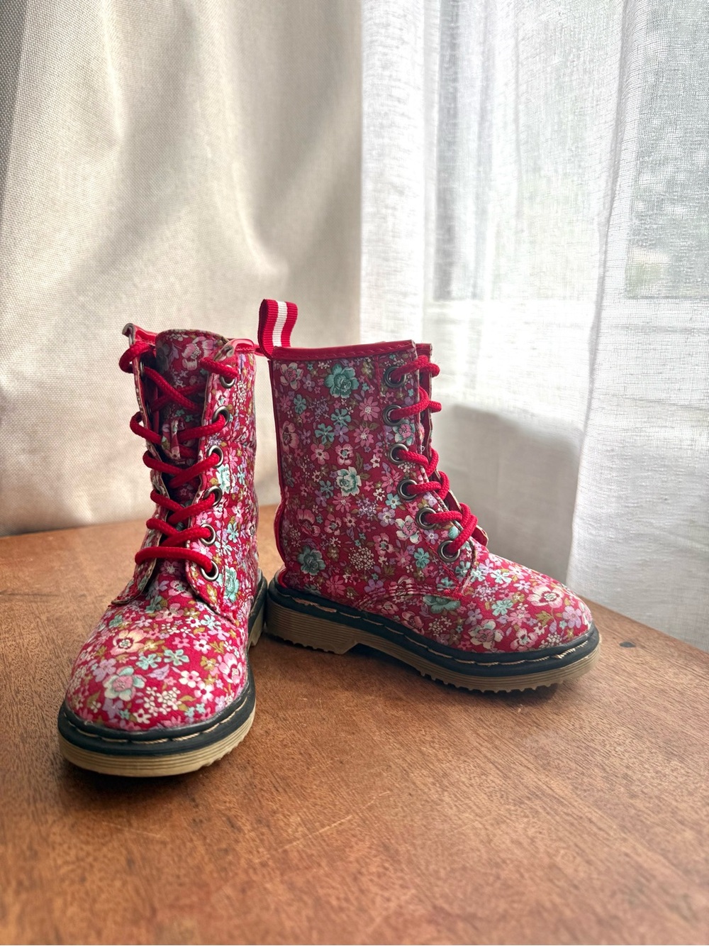 Toddler Floral Combat Boots | Doc Martens Style | Size 4
